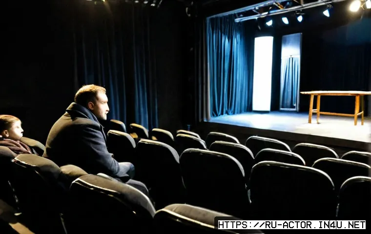 연극배우의 극단 참여 방법 - Photorealistic aspiring Russian theatre actor attending an open audition in a small Moscow black-box...